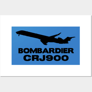 Bombardier CRJ900 Silhouette Print (Black) Posters and Art